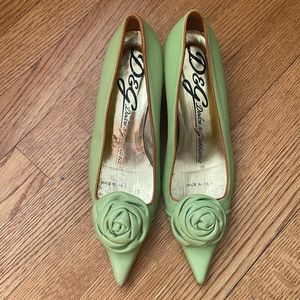 Dolce&Gabbana Green Kitten Heels With Rosette Detail 💚